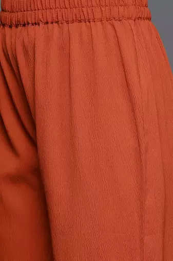 Women Solid Regular Gotta Patti Silk Crepe Kurta with Trousers & With Dupatta