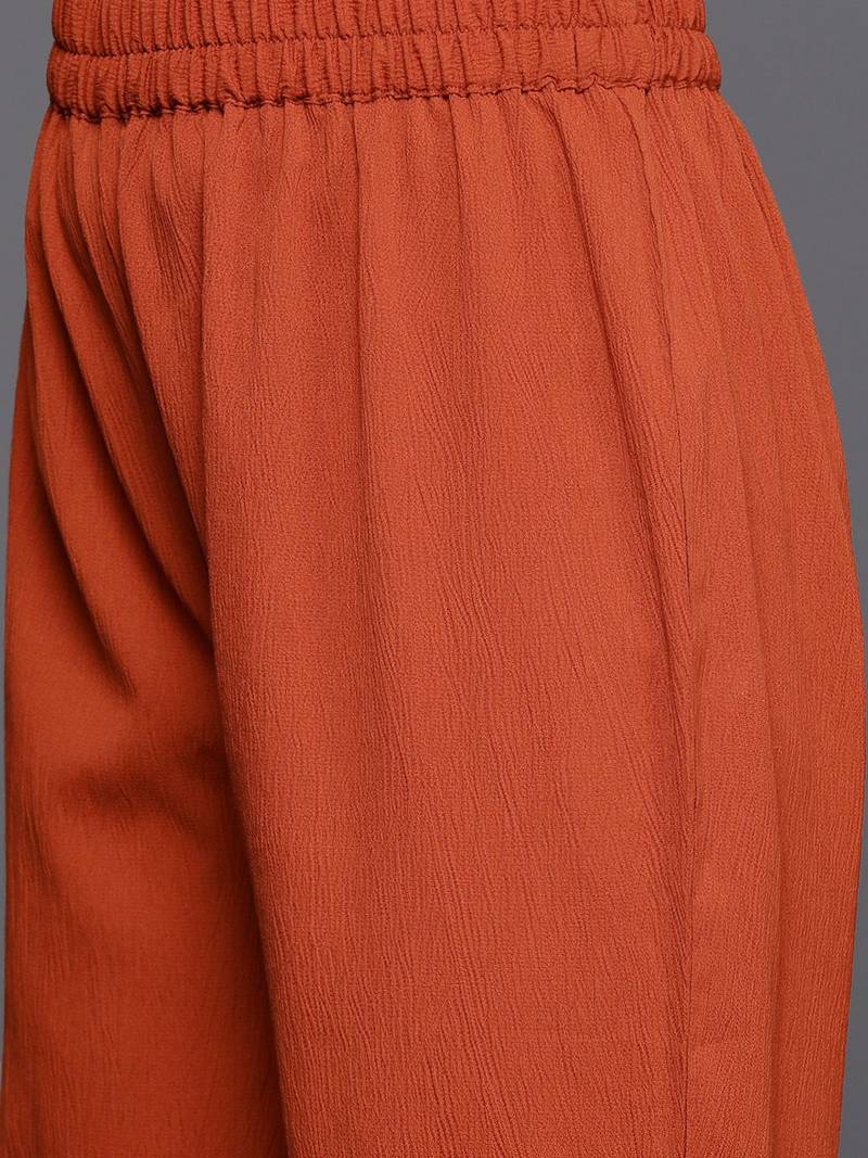 Women Solid Regular Gotta Patti Silk Crepe Kurta with Trousers & With Dupatta