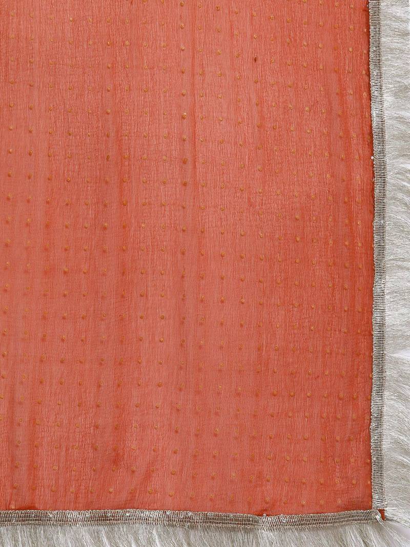 Women Solid Regular Gotta Patti Silk Crepe Kurta with Trousers & With Dupatta
