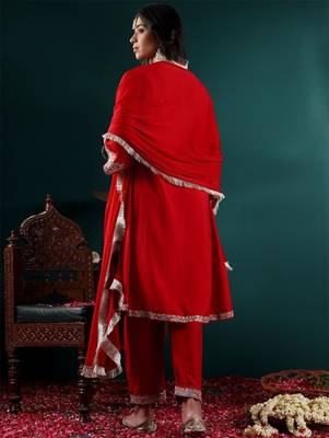 Women Floral Embroidered Regular Kurta with Trousers & With Dupatta 7