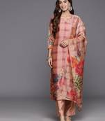 Women Floral Printed Regular Chanderi Silk Kurta with Trousers & With Dupatta