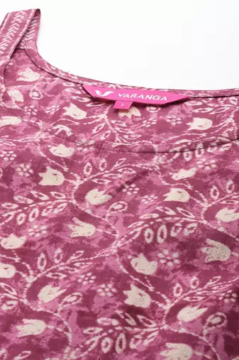 Floral Printed Pure Cotton Anarkali Kurta with Trousers & Dupatta