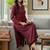Women Regular Thread Work Silk Crepe Kurta with Trousers