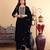 Navy Blue Floral Yoke Design Sequinned Velvet Kurta with Trousers & Dupatta