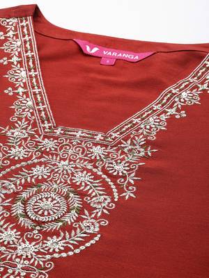 Ethnic Motifs Embroidered Thread Work Kurta with Trousers & Dupatta 3