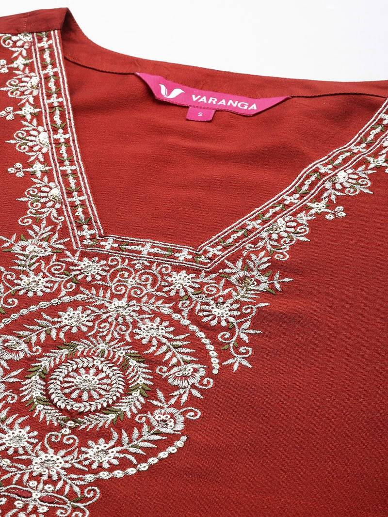 Ethnic Motifs Embroidered Thread Work Kurta with Trousers & Dupatta