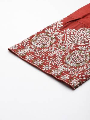 Ethnic Motifs Embroidered Thread Work Kurta with Trousers & Dupatta 9