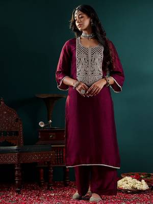 Women Ethnic Motifs Embroidered Regular Kurta with Palazzos & With Dupatta 6