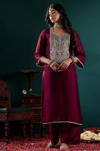 Women Ethnic Motifs Embroidered Regular Kurta with Palazzos & With Dupatta