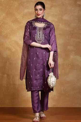 Women Floral Embroidered Kurta with Trousers & Dupatta