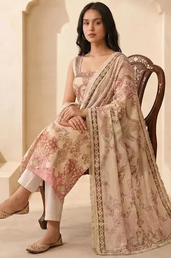 Women Floral Printed Regular Kurta with Trousers & With Dupatta