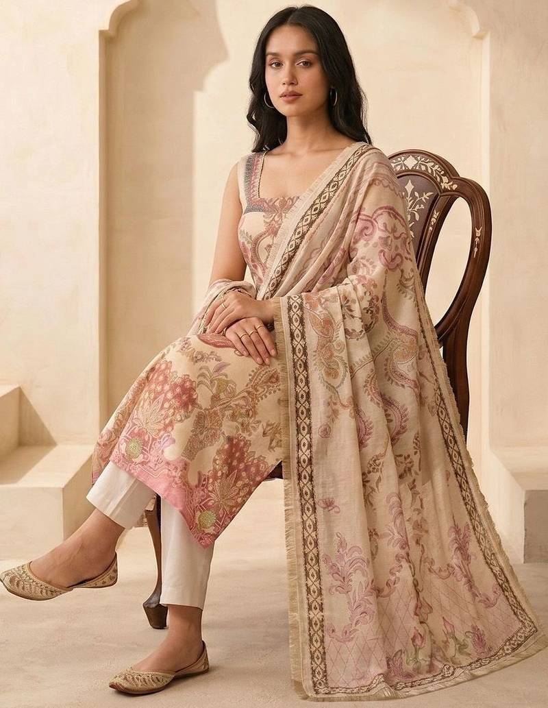 Women Floral Printed Regular Kurta with Trousers & With Dupatta