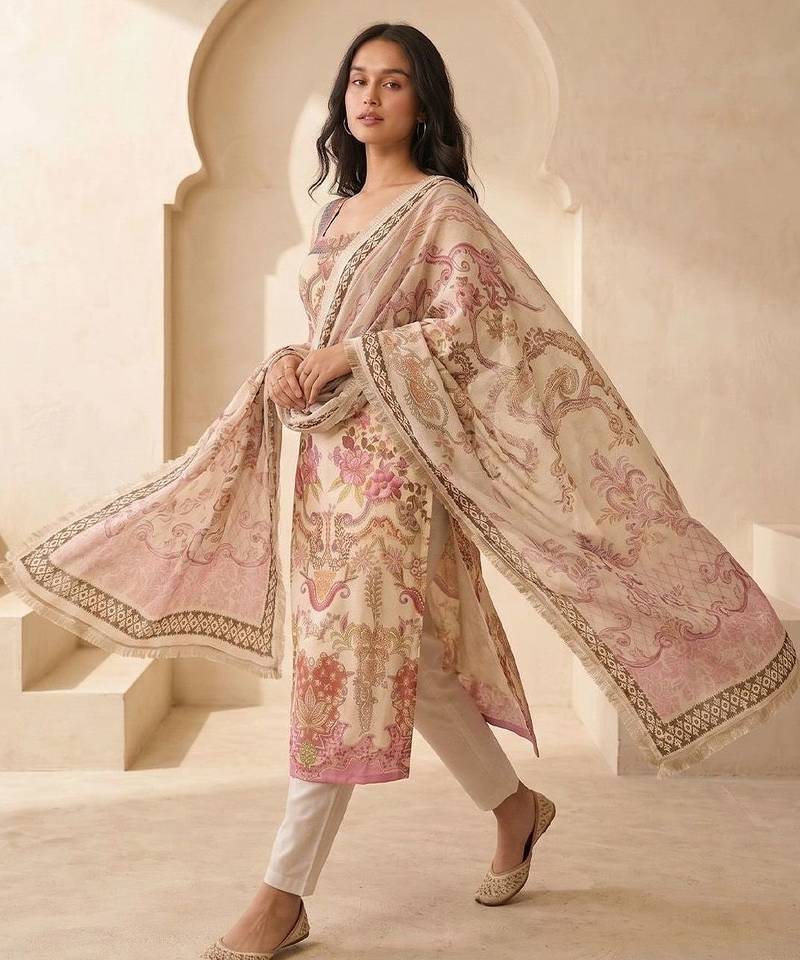 Women Floral Printed Regular Kurta with Trousers & With Dupatta