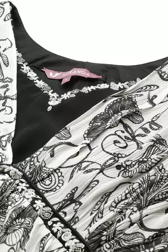 Women Floral Print High Slit Beaded Pure Silk Kurta With Palazzos & Dupatta