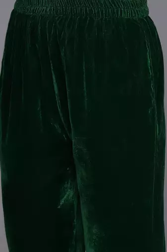 Winter Yoke Embroidered Velvet Kurta with Trousers & Dupatta