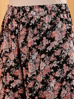 Floral Printed Round Neck Empire Anarkali Kurta With Sharara And Dupatta 7