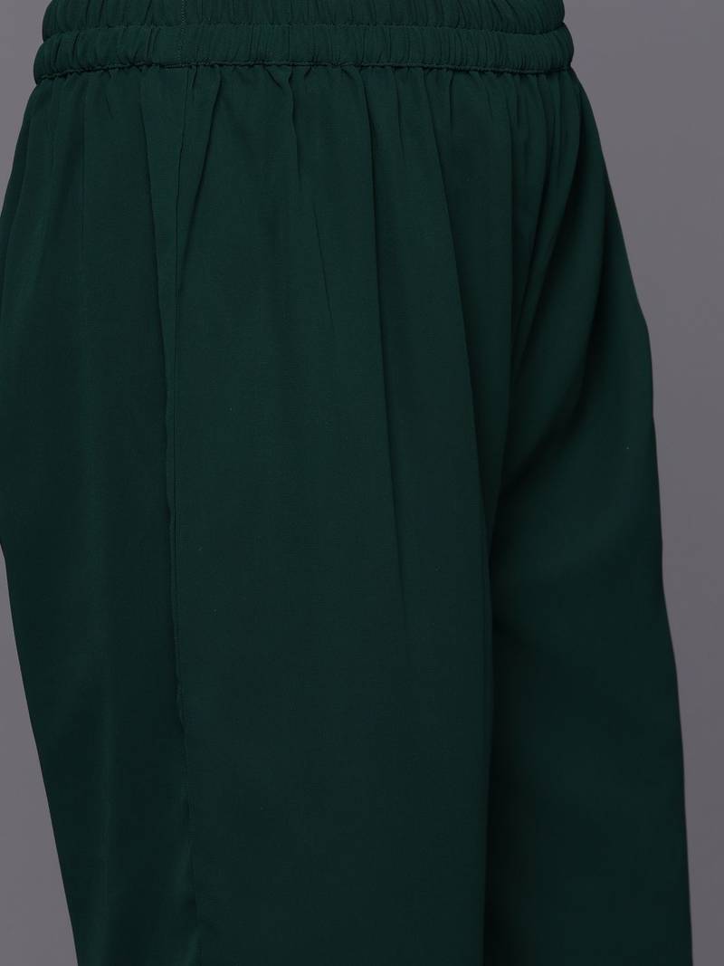 Women Embroidered Empire Mirror Work Silk Georgette Kurta with Trousers & With Dupatta
