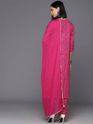 Women Floral Yoke Design Regular Thread Work Cotton Kurta with Trousers & Dupatta 6