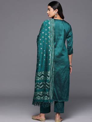Ethnic Motifs Embroidered Straight Kurta with Trousers & With Dupatta 6