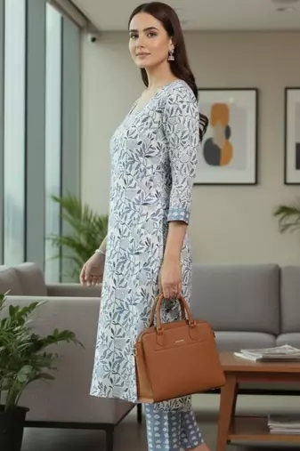 Women Floral Printed Regular Pure Cotton Kurta with Trousers & With Dupatta