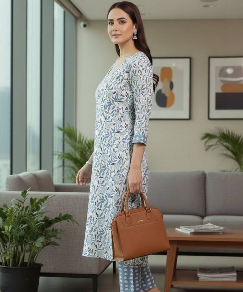 Women Floral Printed Regular Pure Cotton Kurta with Trousers & With Dupatta