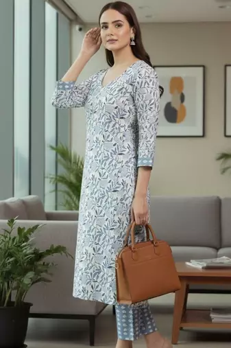 Women Floral Printed Regular Pure Cotton Kurta with Trousers & With Dupatta