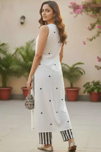Women Ethnic Motifs Embroidered Regular Thread Work Kurta with Trousers