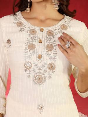Women Embroidered Regular Kurta with Trousers & Dupatta 2