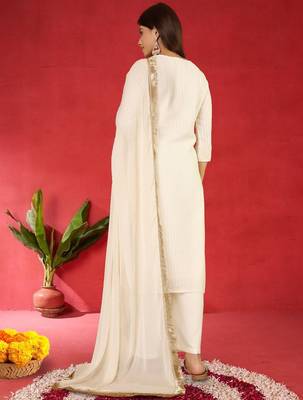 Women Embroidered Regular Kurta with Trousers & Dupatta 5