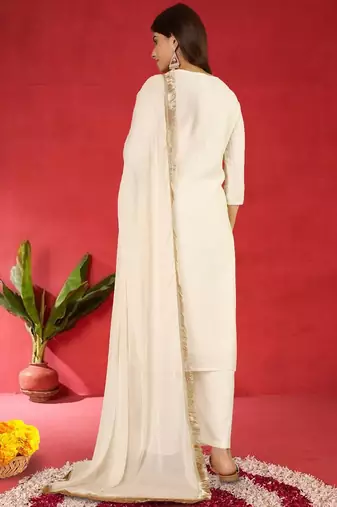 Women Embroidered Regular Kurta with Trousers & Dupatta