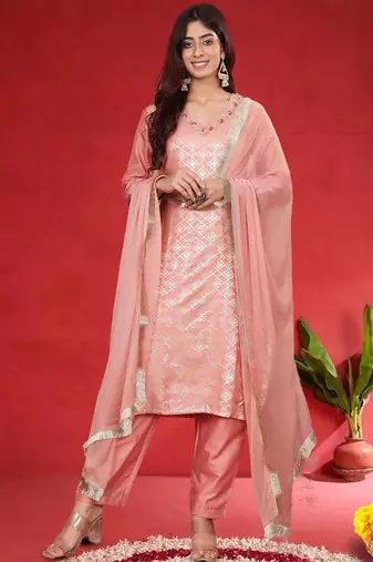 Women Ethnic Motifs Regular Kurta with Trousers & Dupatta