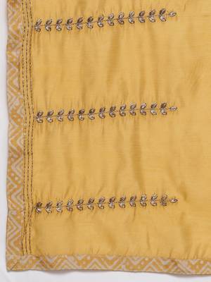 Ethnic Motifs Embroidered Gotta Patti Straight Kurta With Trousers & Dupatta 4