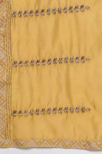 Ethnic Motifs Embroidered Gotta Patti Straight Kurta With Trousers & Dupatta