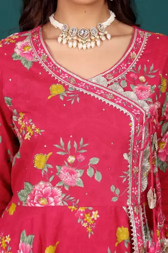 Women Ethnic Motifs Printed Regular Thread Work Pure Cotton Kurta with Trousers & With Dupatta