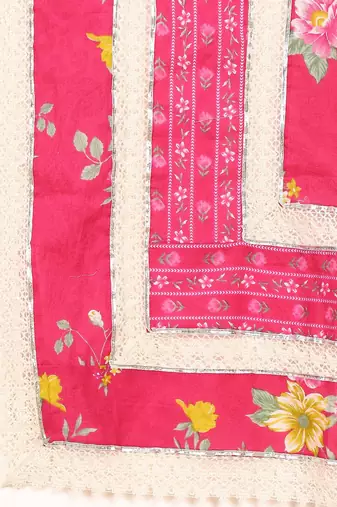 Women Ethnic Motifs Printed Regular Thread Work Pure Cotton Kurta with Trousers & With Dupatta