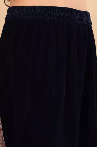 Ethnic Motifs Embroidered Zari Velvet Kurta With Trousers And Dupatta