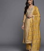 Women Embroidered Kurta with Gotta Patti, Zari & Mirror, Trousers and Dupatta