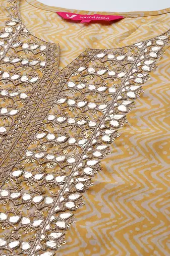 Women Embroidered Kurta with Gotta Patti, Zari & Mirror, Trousers and Dupatta