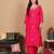 Women Pink pure silk zardozi & floral embroidered kurta with trousers & dupatta