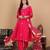 Women Pink pure silk zardozi & floral embroidered kurta with trousers & dupatta