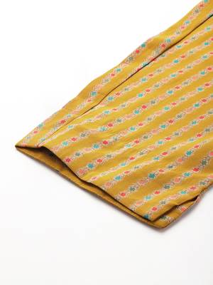 Floral Printed Pleated Sequinned Kurta With Trousers & Dupatta 8