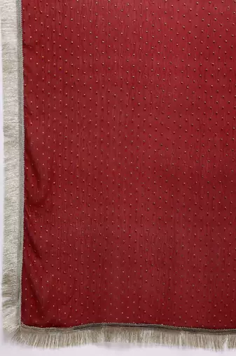 Floral Embroidered Zari Pure Silk Kurta With Trousers & Dupatta