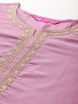 Embroidered Zari Kurta With Palazzos & Dupatta 3