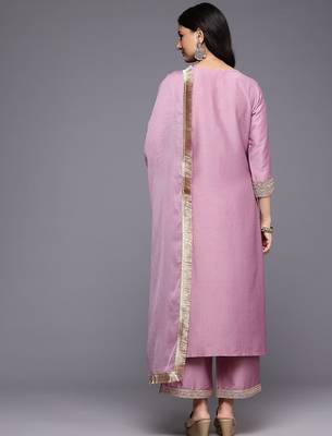 Embroidered Zari Kurta With Palazzos & Dupatta 7