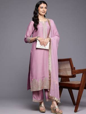 Embroidered Zari Kurta With Palazzos & Dupatta 8