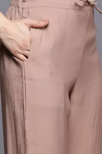 Floral Embroidered Thread Work Kurta With Trousers & Dupatta
