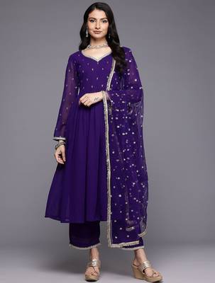 Embroidered Empire Zari Kurta With Palazzos & Dupatta 1