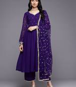 Embroidered Empire Zari Kurta With Palazzos & Dupatta
