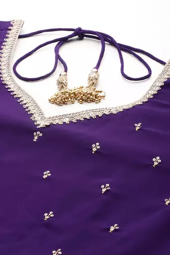 Embroidered Empire Zari Kurta With Palazzos & Dupatta
