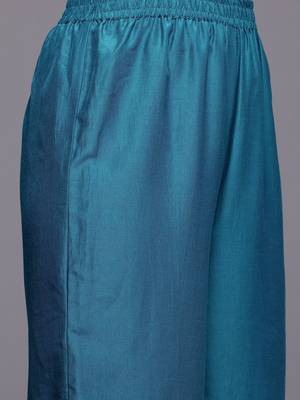 Floral Embroidered Mirror Work Kurta With Trousers & Dupatta 4